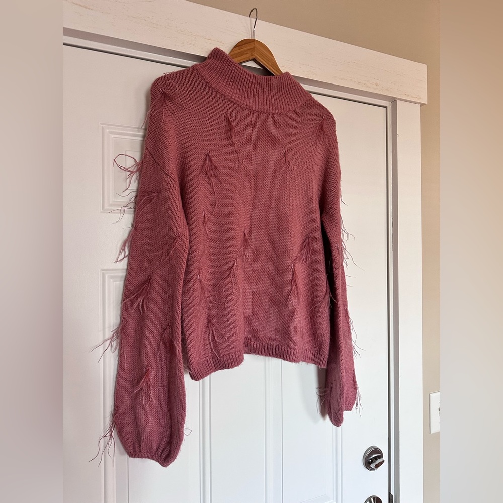 sweater with feathers